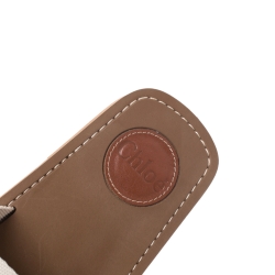 Pre Owned Chloe White Fabric Woody Logo Flat Slides Size 38