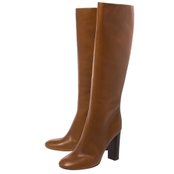 Pre Owned Chloe Tan Leather Knee High Boots Size 41