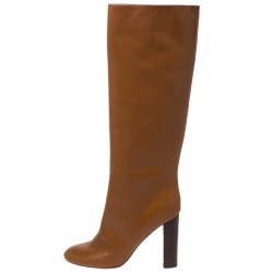 Pre Owned Chloe Tan Leather Knee High Boots Size 41