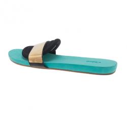 Pre Owned Chloe Celeste Embellished Neoprene Slides Size 41