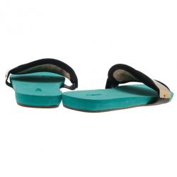 Pre Owned Chloe Celeste Embellished Neoprene Slides Size 41