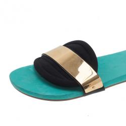 Pre Owned Chloe Celeste Embellished Neoprene Slides Size 41