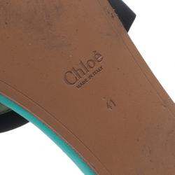 Pre Owned Chloe Celeste Embellished Neoprene Slides Size 41