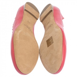 Pre Owned Chloe Pink Leather Lauren Scalloped Ballet Flats Size 39.5
