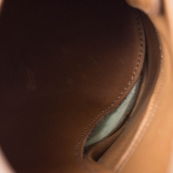 Pre Owned Chloe Brown Leather Block Heel Lace Up Ankle Boots Size 37