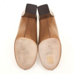 Pre Owned Chloe Beige Leather Metal-Tipped Tassel Loafer Pumps Size 39