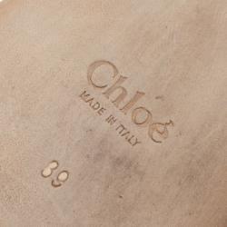 Pre Owned Chloe Beige Leather Metal-Tipped Tassel Loafer Pumps Size 39