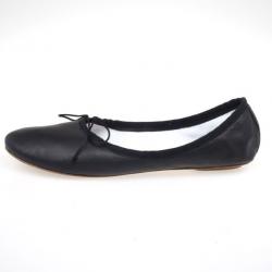 Pre Owned Chloé Black Leather Bow Ballet Flats Size 40.5
