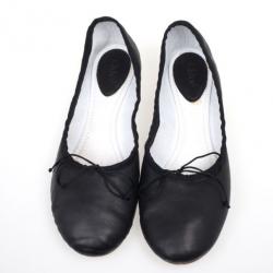 Pre Owned Chloé Black Leather Bow Ballet Flats Size 40.5