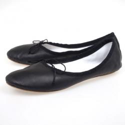 Pre Owned Chloé Black Leather Bow Ballet Flats Size 40.5