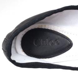 Pre Owned Chloé Black Leather Bow Ballet Flats Size 40.5