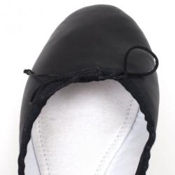 Pre Owned Chloé Black Leather Bow Ballet Flats Size 40.5