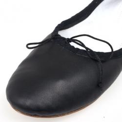 Pre Owned Chloé Black Leather Bow Ballet Flats Size 40.5