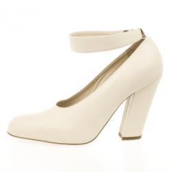 Pre Owned Chloé Beige Leather High Cut Ankle Strap Pumps Size 39.5