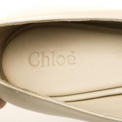Pre Owned Chloé Beige Leather High Cut Ankle Strap Pumps Size 39.5