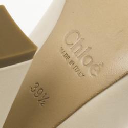 Pre Owned Chloé Beige Leather High Cut Ankle Strap Pumps Size 39.5