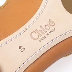 مملوكة مسبقًا Chloé Beige Leather Bow Ballet Flats Size 40