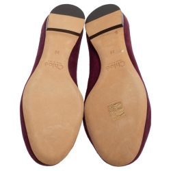 Pre Owned Chloe Purple Suede Grommet Scalloped Ballet Flats Size 39