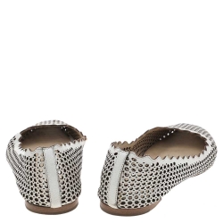 Pre Owned Chloe White Laser Cut Leather Ballet Flats Size 40