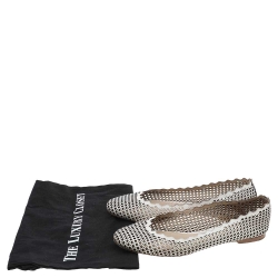 Pre Owned Chloe White Laser Cut Leather Ballet Flats Size 40