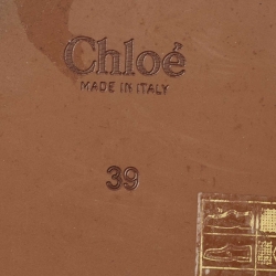Chloe Off White Logo Print Canvas Woody Flat Slides Size 39