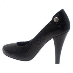 Pre Owned Chloe Black Patent Stitched Pumps Size 39