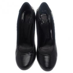 Pre Owned Chloe Black Patent Stitched Pumps Size 39