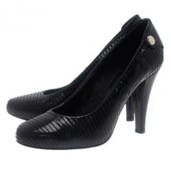Pre Owned Chloe Black Patent Stitched Pumps Size 39