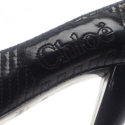 Pre Owned Chloe Black Patent Stitched Pumps Size 39