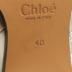 Pre Owned Chloe Cream Studded Leather Kyle Buckle Detail Ankle Boots Size 40