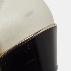 Pre Owned Chloe Cream Studded Leather Kyle Buckle Detail Ankle Boots Size 40