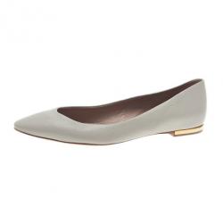 Chloe Grey Leather Pointed Flats Size 38.5
