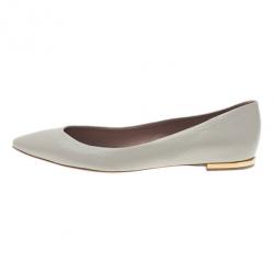 Chloe Grey Leather Pointed Flats Size 38.5