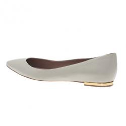 Chloe Grey Leather Pointed Flats Size 38.5
