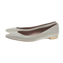 Chloe Grey Leather Pointed Flats Size 38.5