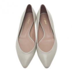 Chloe Grey Leather Pointed Flats Size 38.5