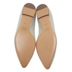Chloe Grey Leather Pointed Flats Size 38.5