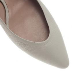 Chloe Grey Leather Pointed Flats Size 38.5