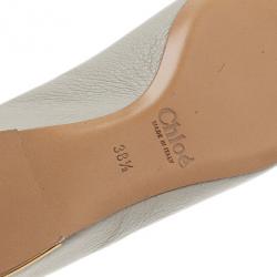 Chloe Grey Leather Pointed Flats Size 38.5