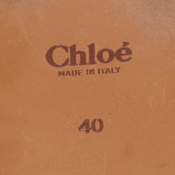 Pre Owned Chloé Off-White Logo Canvas Woody Flat Slides Size 40