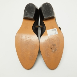 Pre Owned Chloe Black Studded Leather Ankle Boots Size 37.5