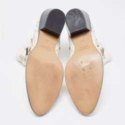 Pre Owned Chloe White Studded Leather Susanna Ankle Boots Size 38.5