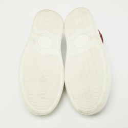 Pre Owned Chloe Red Lace,Mesh and Leather Lauren Lace Up Sneakers Size 37