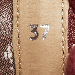 Pre Owned Chloe Red Lace,Mesh and Leather Lauren Lace Up Sneakers Size 37