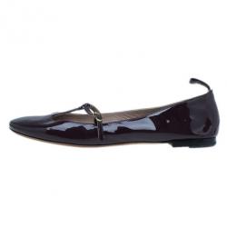 Pre Owned Chloe Burgundy Patent Leather Mary Jane Ballet Flats Size 38