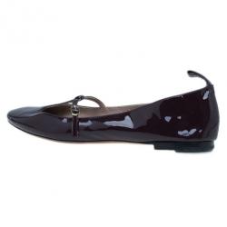 Pre Owned Chloe Burgundy Patent Leather Mary Jane Ballet Flats Size 38