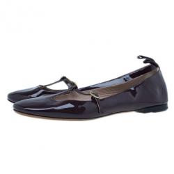 Pre Owned Chloe Burgundy Patent Leather Mary Jane Ballet Flats Size 38