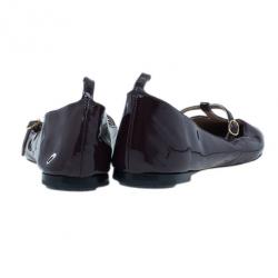 Pre Owned Chloe Burgundy Patent Leather Mary Jane Ballet Flats Size 38