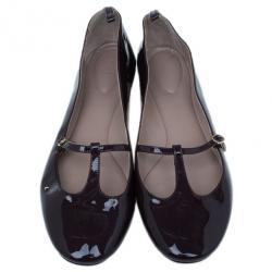 Pre Owned Chloe Burgundy Patent Leather Mary Jane Ballet Flats Size 38