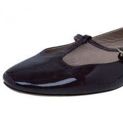 Pre Owned Chloe Burgundy Patent Leather Mary Jane Ballet Flats Size 38